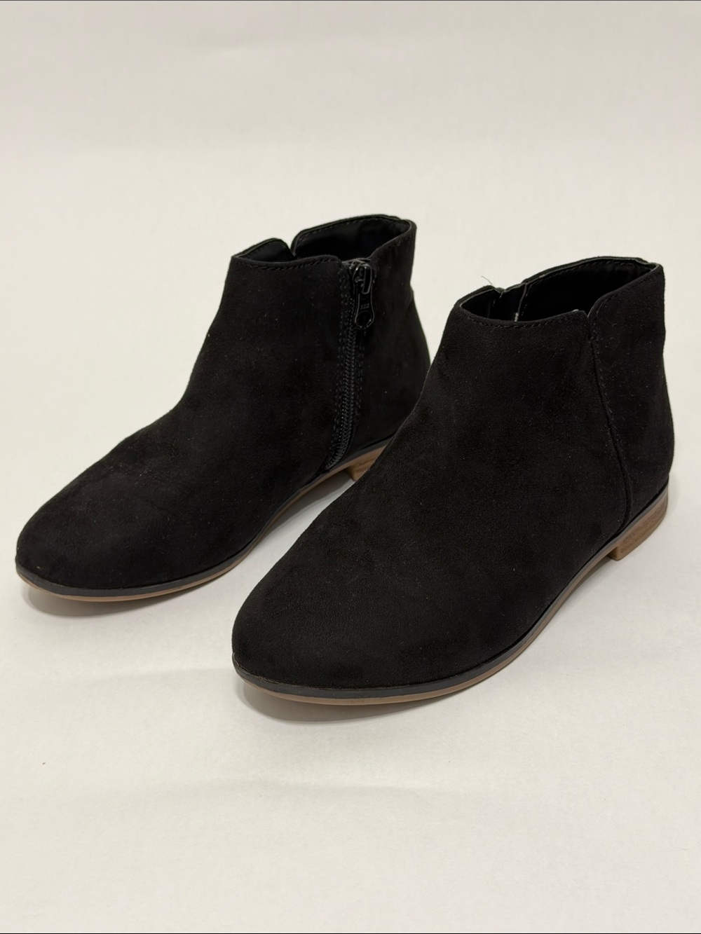 Cat & Jack Black Suede Ankle Booties with Side Zip